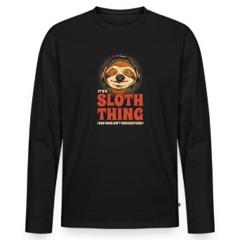 C’est un paresseux drôle de paresseux - T-shirt manches longues Premium bio Homme - noir - Devant - Nico (187cm)