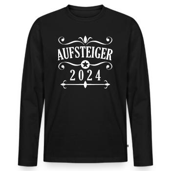 Aufsteiger 2024 Aufstiegstrikot 24 - Männer Premium Bio Langarmshirt - Schwarz - Vorne - Nico (187cm)