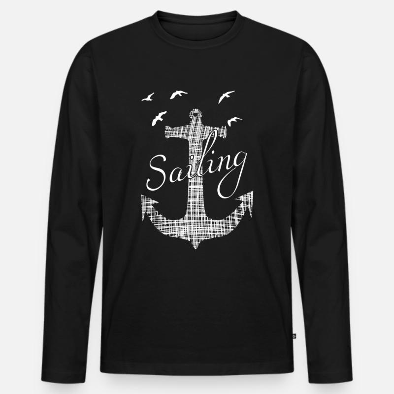 Sailing Captain - Männer Premium Bio Langarmshirt - Schwarz