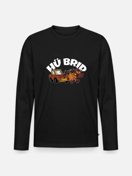 Sjov tegneserie Hest Bil Motor Hest Fan Hü Brid - Premium økologisk langærmet T-shirt til mænd - sort