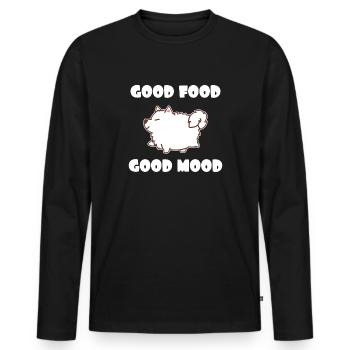 Fat Samoyède Nourriture pour chien à quatre queues - T-shirt manches longues Premium bio Homme - noir - Devant - Nico (187cm)