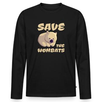 Save the Wombats - Men's Premium Organic Long Sleeve Shirt - black - Front - Nico (187cm)