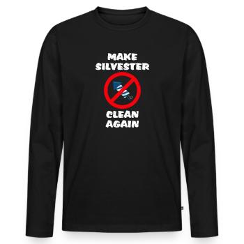 Anti Feuerwerk Gegen Böller - Männer Premium Bio Langarmshirt - Schwarz - Vorne - Nico (187cm)
