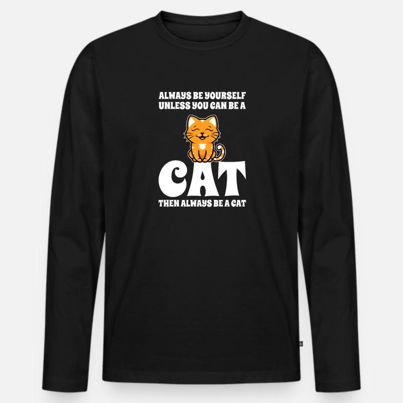Katze - Männer Premium Bio Langarmshirt - Schwarz