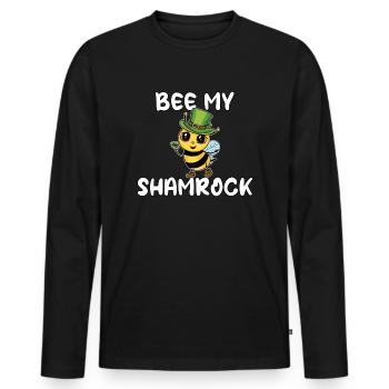 Abeille mignonne Leprechaun Goblin disant trèfle - T-shirt manches longues Premium bio Homme - noir - Devant - Nico (187cm)