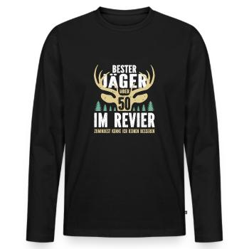 Bester Jäger über 50 im Revier - Männer Premium Bio Langarmshirt - Schwarz - Vorne - Nico (187cm)