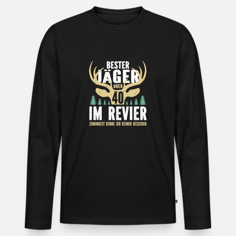 Bester Jäger über 40 im Revier - Männer Premium Bio Langarmshirt - Schwarz