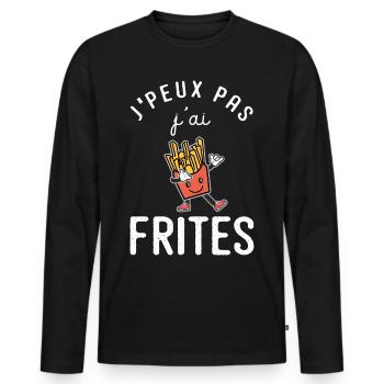 Je peux pas j ai frites humour friterie - T-shirt manches longues Premium bio Homme - noir - Devant - Nico (187cm)