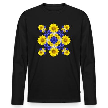 floral tendril, floral pattern, blossom, flowery, floral flower - Men's Premium Organic Long Sleeve Shirt - black - Front - Nico (187cm)