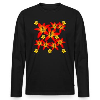 colorful floral pattern blossom floral floral flower - Men's Premium Organic Long Sleeve Shirt - black - Front - Nico (187cm)