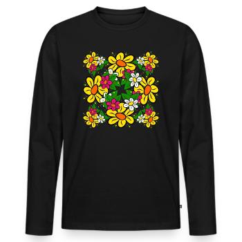 bouquet floral pattern floral tendril flower floral - Men's Premium Organic Long Sleeve Shirt - black - Front - Nico (187cm)