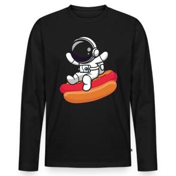 Hot Dog Fast Food Astronaute Astronomie - T-shirt manches longues Premium bio Homme - noir - Devant - Nico (187cm)