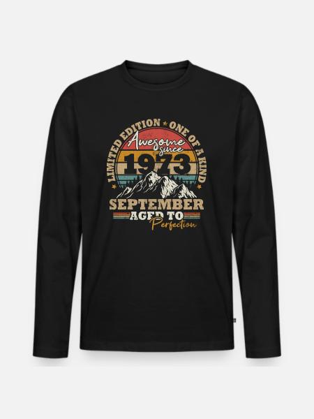 September 1973 Vintage Retro Geburtstagsgeschenk - Männer Premium Bio Langarmshirt - Schwarz