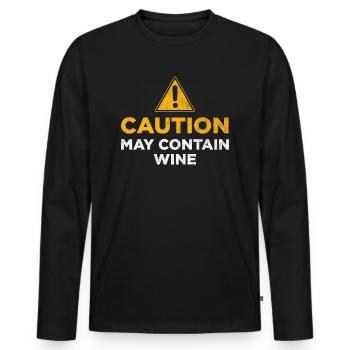 Vorsicht kann Wein enthalten - Männer Premium Bio Langarmshirt - Schwarz - Vorne - Nico (187cm)