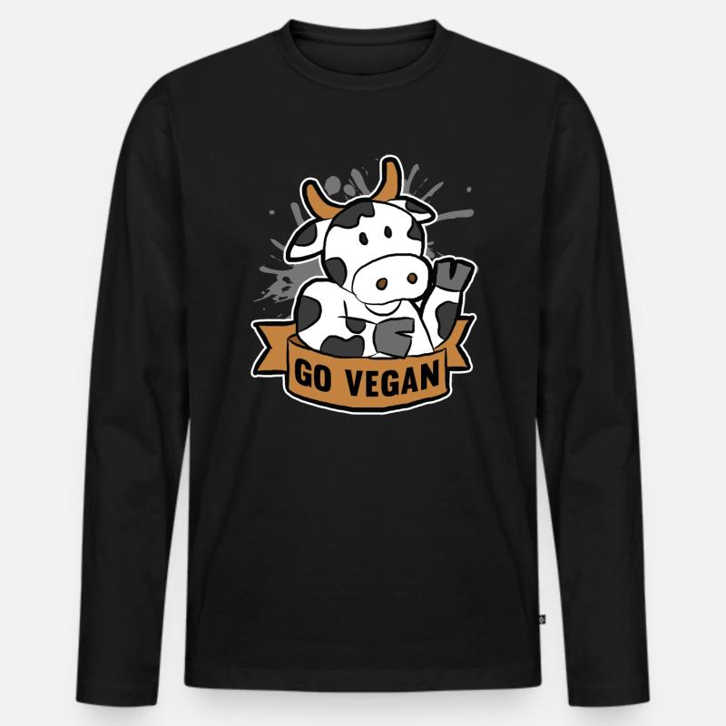 Go Vegan - Männer Premium Bio Langarmshirt - Schwarz