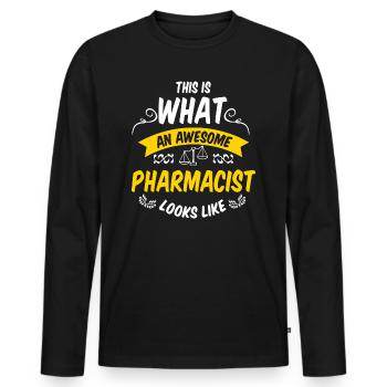pharmacist - Men's Premium Organic Long Sleeve Shirt - black - Front - Nico (187cm)