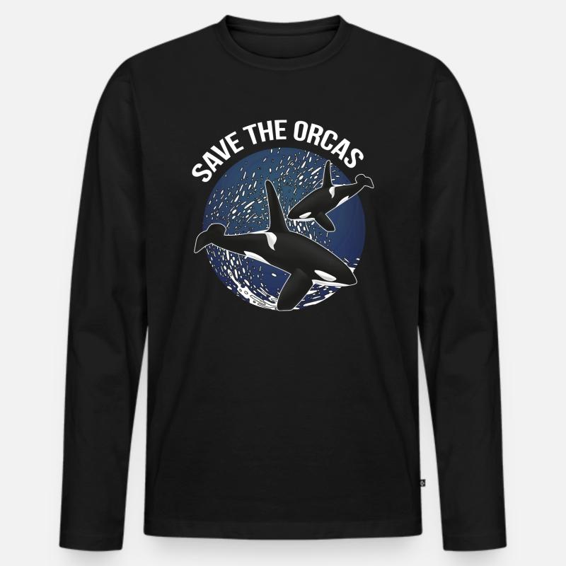 Orca Wal Tierschutz Geschenkidee - Männer Premium Bio Langarmshirt - Schwarz