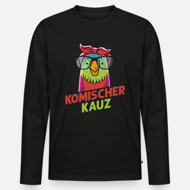 Komischer Kauz - Männer Premium Bio Langarmshirt - Schwarz