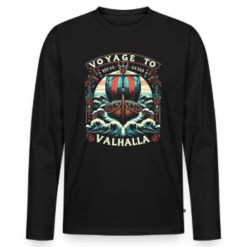 Wikinger Langschiff Valhalla - Männer Premium Bio Langarmshirt - Schwarz - Vorne - Nico (187cm)