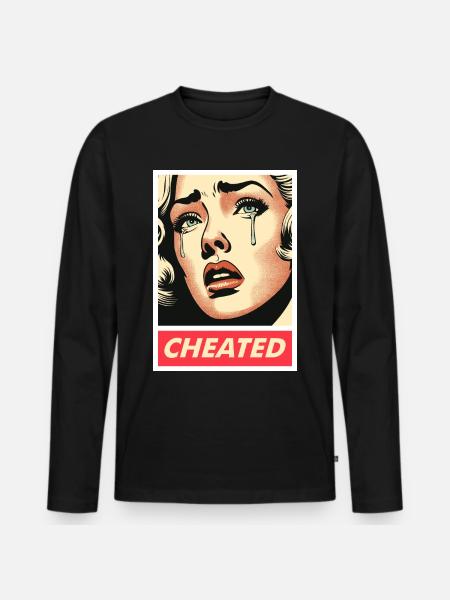 rétro fille trompée - T-shirt manches longues Premium bio Homme - noir