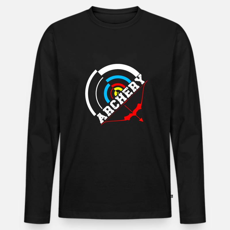 Bogenschützen immer mit Bogen unterwegs. - Männer Premium Bio Langarmshirt - Schwarz