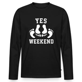 Füße Erotischer Frecher Spruch Geschenkidee - Männer Premium Bio Langarmshirt - Schwarz - Vorne - Nico (187cm)