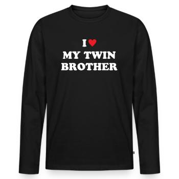 J’aime mon frère jumeau - T-shirt manches longues Premium bio Homme - noir - Devant - Nico (187cm)