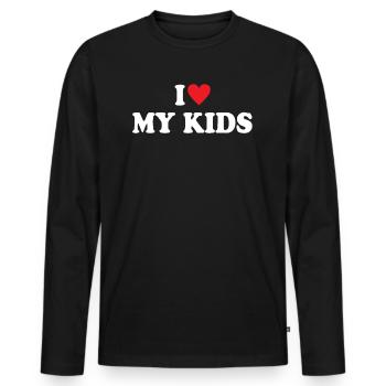 I Love My Kids - Men's Premium Organic Long Sleeve Shirt - black - Front - Nico (187cm)