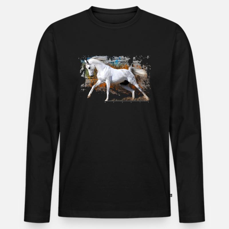 pferd - Männer Premium Bio Langarmshirt - Schwarz