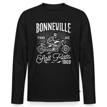 Bonneville Salt Flats Moto Racing Vintage - T-shirt manches longues Premium bio Homme - noir - Devant - Nico (187cm)