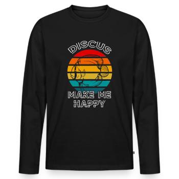 Discus Fish Make Me Happy Retro Sunset Fish Keeper - T-shirt manches longues Premium bio Homme - noir - Devant - Nico (187cm)