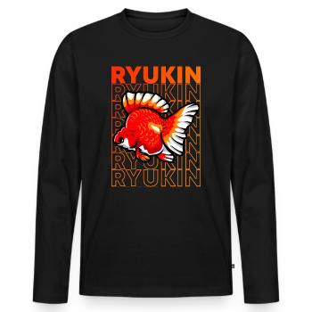 Ryukin Goldfish 80's Style Fancy Goldfish Propriétaire - T-shirt manches longues Premium bio Homme - noir - Devant - Nico (187cm)