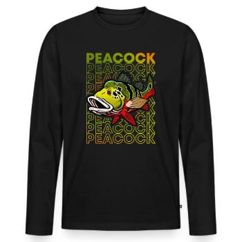 Peacock Bass 80's Monster Fischhüter - Männer Premium Bio Langarmshirt - Schwarz - Vorne - Nico (187cm)
