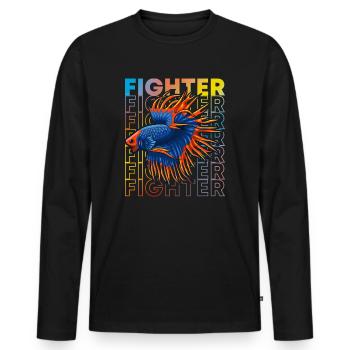 Betta Fish 80's Style Siamois Fighting Fish - T-shirt manches longues Premium bio Homme - noir - Devant - Nico (187cm)