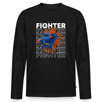 Betta Fish 80's Style Siamois Fighting Fish - T-shirt manches longues Premium bio Homme - noir - Devant - Nico (187cm)