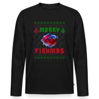 Betta Fish Siamese Fighting Fish Christmas Sweater - Men's Premium Organic Long Sleeve Shirt - black - Front - Nico (187cm)