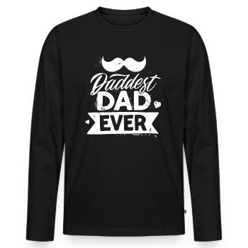 Papa aller Zeiten lustiger Vatertag mit Schnurrbart - Männer Premium Bio Langarmshirt - Schwarz - Vorne - Nico (187cm)