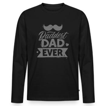Papa aller Zeiten lustiger Vatertag mit Schnurrbart - Männer Premium Bio Langarmshirt - Schwarz - Vorne - Nico (187cm)