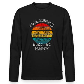 Goldfische machen mich glücklich Retro Sonnenuntergang - Männer Premium Bio Langarmshirt - Schwarz - Vorne - Nico (187cm)