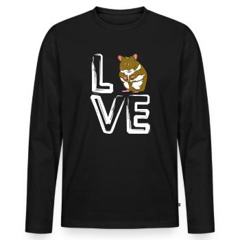 Rétro J’aime les hamsters - T-shirt manches longues Premium bio Homme - noir - Devant - Nico (187cm)