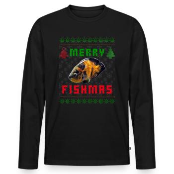 Oscar Fish Monster Fish Keeper Weihnachtspullover - Männer Premium Bio Langarmshirt - Schwarz - Vorne - Nico (187cm)