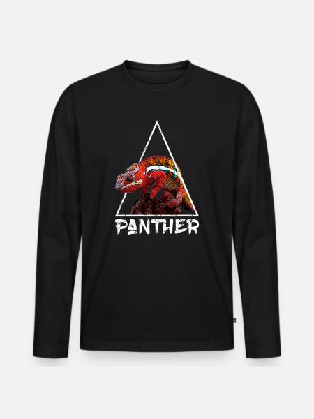 Panther Chameleon Distressed Geometric - Men's Premium Organic Long Sleeve Shirt - black