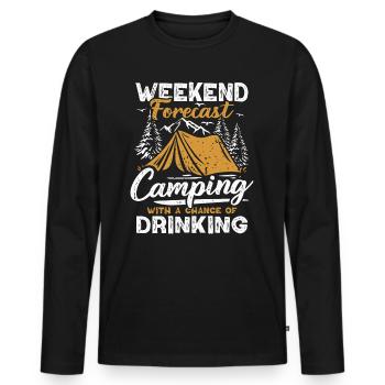 Camping Forecast Beer Tent Mountains Hiking Camper - Men's Premium Organic Long Sleeve Shirt - black - Front - Nico (187cm)