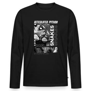 Gardien de reptiles streetwear en python réticulé - T-shirt manches longues Premium bio Homme - noir - Devant - Nico (187cm)