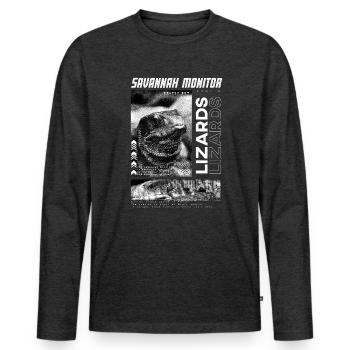 Savannah Monitor Modern Streetwear Reptilienpfleger - Männer Premium Bio Langarmshirt - Anthrazit meliert - Vorne - Nico (187cm)