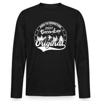 Dezember 2001 Geburtstag Dezember 2001 Dezember - Männer Premium Bio Langarmshirt - Schwarz - Vorne - Nico (187cm)