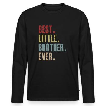 Meilleur petit frère de tous les temps - T-shirt manches longues Premium bio Homme - noir - Devant - Nico (187cm)
