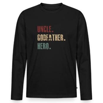 Oncle parrain parrain - T-shirt manches longues Premium bio Homme - noir - Devant - Nico (187cm)