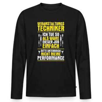 Veranstaltungstechniker Event Technician - Männer Premium Bio Langarmshirt - Schwarz - Vorne - Nico (187cm)