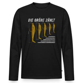 Die Größe Zählt - Lustiger Angelspruch Gummfische - Männer Premium Bio Langarmshirt - Schwarz - Vorne - Nico (187cm)